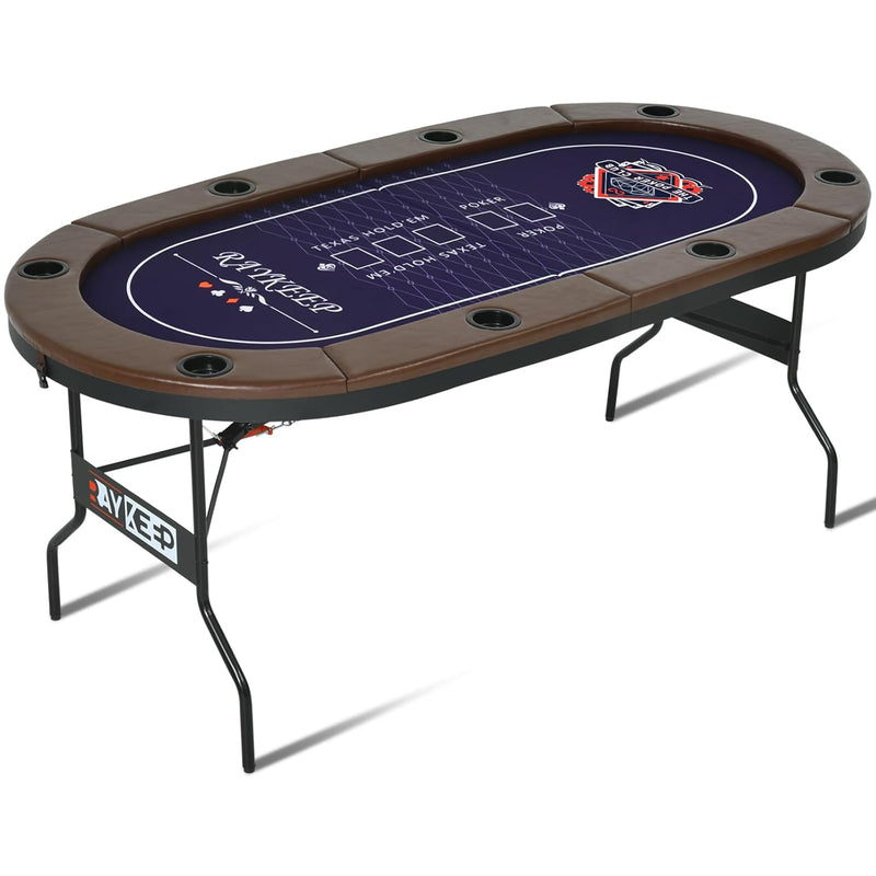 Poker Table Foldable, 8 Player Folding Poker Tables W/Collapsible Legs, Cas