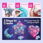 3D String Art Kit for Kids Ages 8+ with 30 Multicolor LED Bulbs