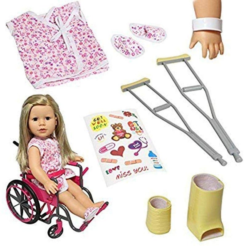 The New York Doll Collection Doll Wheelchair Set with Accessories for 18 In