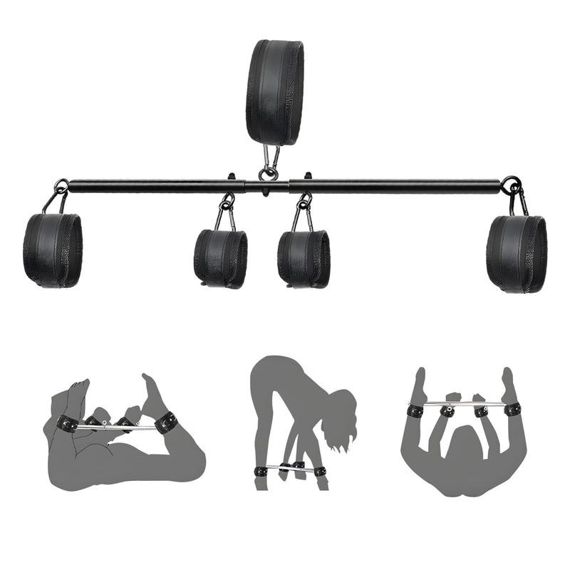 Bdsm Bondage Set Detachable Spreader Bar Sex Toys Sex Restraints With Collar Handcuffs Ankle Cuffs For Couples Sm Fetish Sex Toys For Women Expandable 27-33Inch