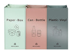 Separate Recycling Waste Bin Bags for Kitchen Home - 42 Gallon Recycling Bins (Pink, Green, Gray) Waste Trash Sorting Organizer, Reusable Waterproof, Pack of 3 Bags