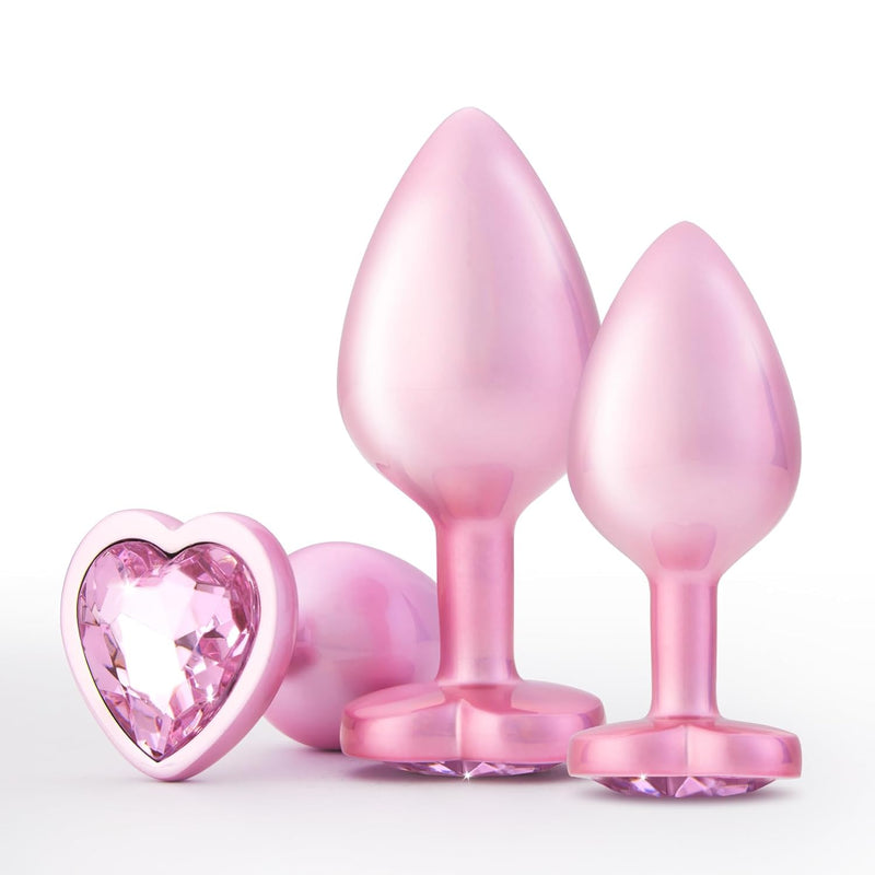 Anal Butt Plug Sex Toys - Anus Plug With Crystal Diamond Base Adult Anal Trainer Kit Anal Bead For Women Men And Beginners Prostate Massage | 3 Pcs, Pink