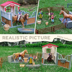 Horse Stable Figurines Playset, 31 Pieces Horse Club With Horse Wash Area And Fence Figures, Barn Horse Toys Gift For Girls And Boys 3 4 5 6 7 8