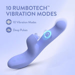 Blush Simone 8.5” Dual G-Spot & Clitoral Rabbit Vibrator, Auto-Warming - Ultrasilk Silicone W/ 10 Deep Rumbotech Vibrations - Waterproof, Usb Rechargeable Vaginal Stimulator Sex Toy For Women - (Blue)