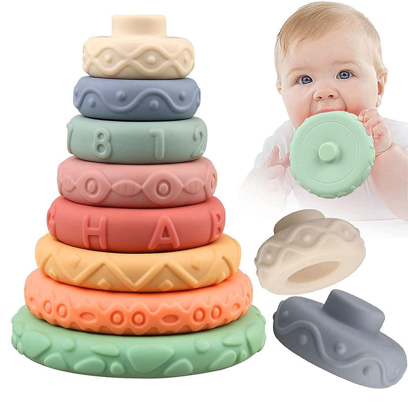 8 Pcs Stacking Rings Soft Toys For Babies 6 Months And Up Old Girls Boys To