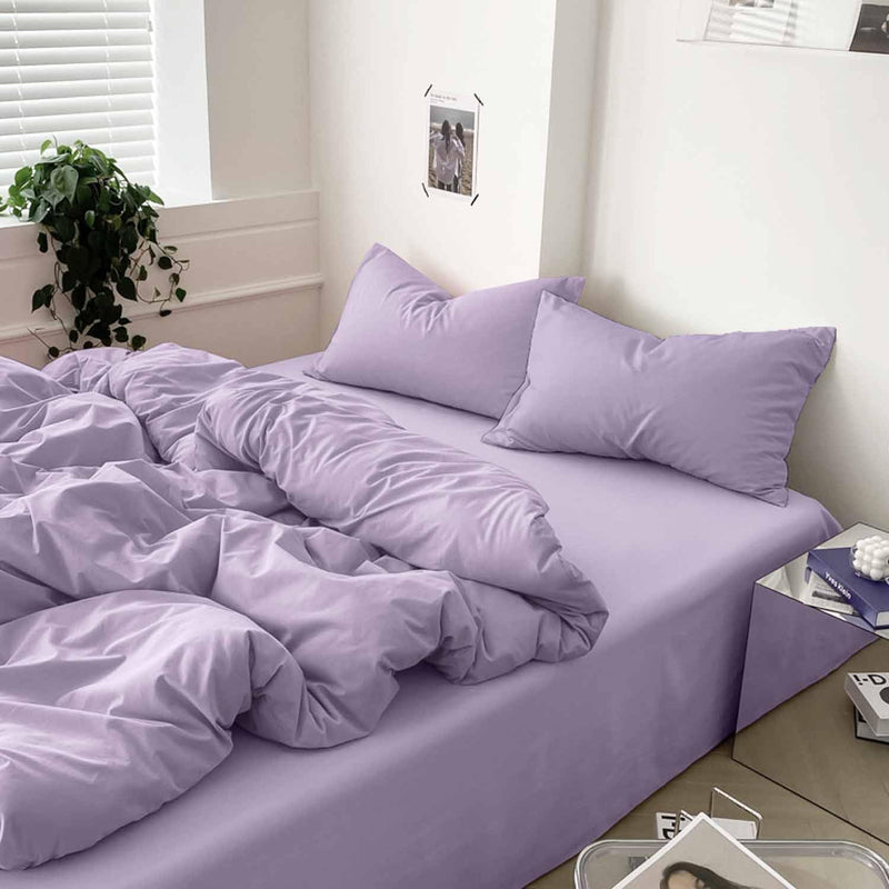 Light Purple Full Comforter Set, 3 Piece Lavender Aesthetic Modern Bedding Set