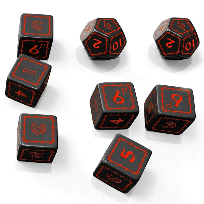 Publishing: The One Ring: Black Dice Set 8 Engraved Dice, Black With Red Nu