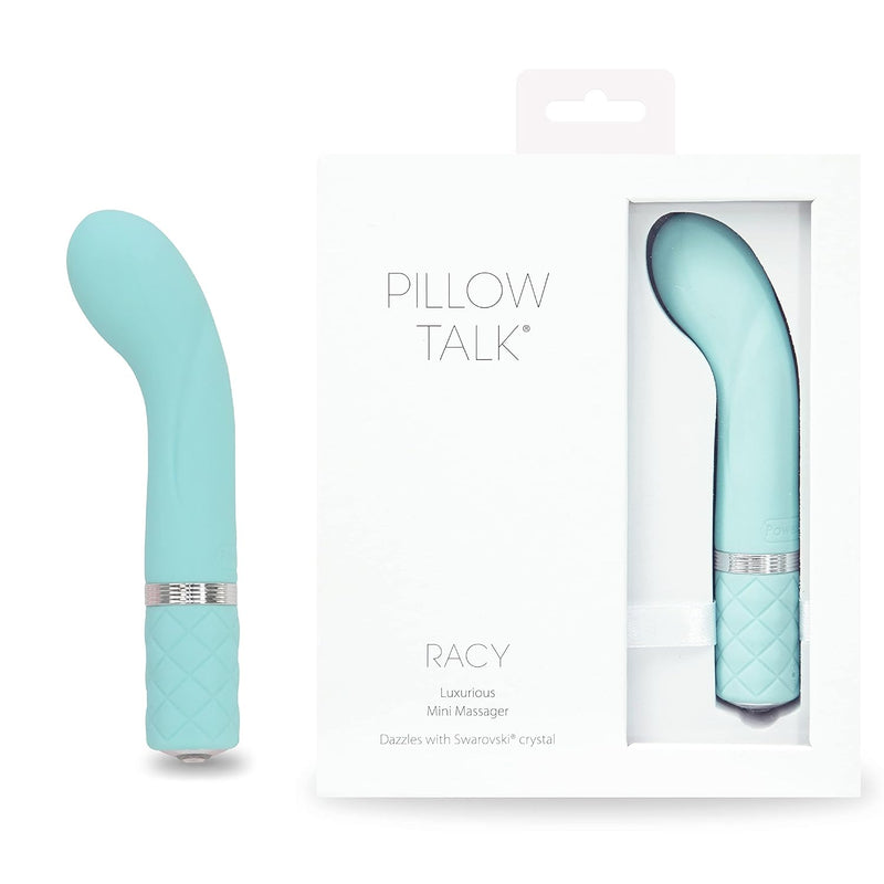 Racy Mini Vibrator, Flexible For Optimal G-Spot Stimulation, Incremental Speed Control For Precise Power With Swarovski Crystal Button, Rechargeable For Cordless Play (Pink) (Teal)