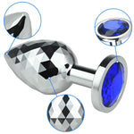 Metal Anal Plug With Rhomboid Surface And Jewel Base Smooth Butt Plug For Prostate Massage Anal Training Adult Sex Toys For Men Women Couples (L)
