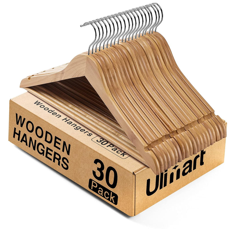 Wooden Hangers Hangers 30 Pack Wood Hangers Solid Wood Clothes Hangers With Bar