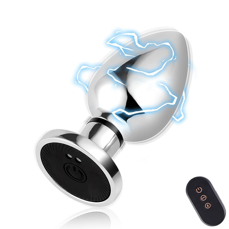 Metal Butt Plug Anal Vibrator With Electric Shock Function Vibrating Butt Plug With 6 Shock Intensities And 10 Vibrations Sex Toys For Men Women Couples Beginners (S)