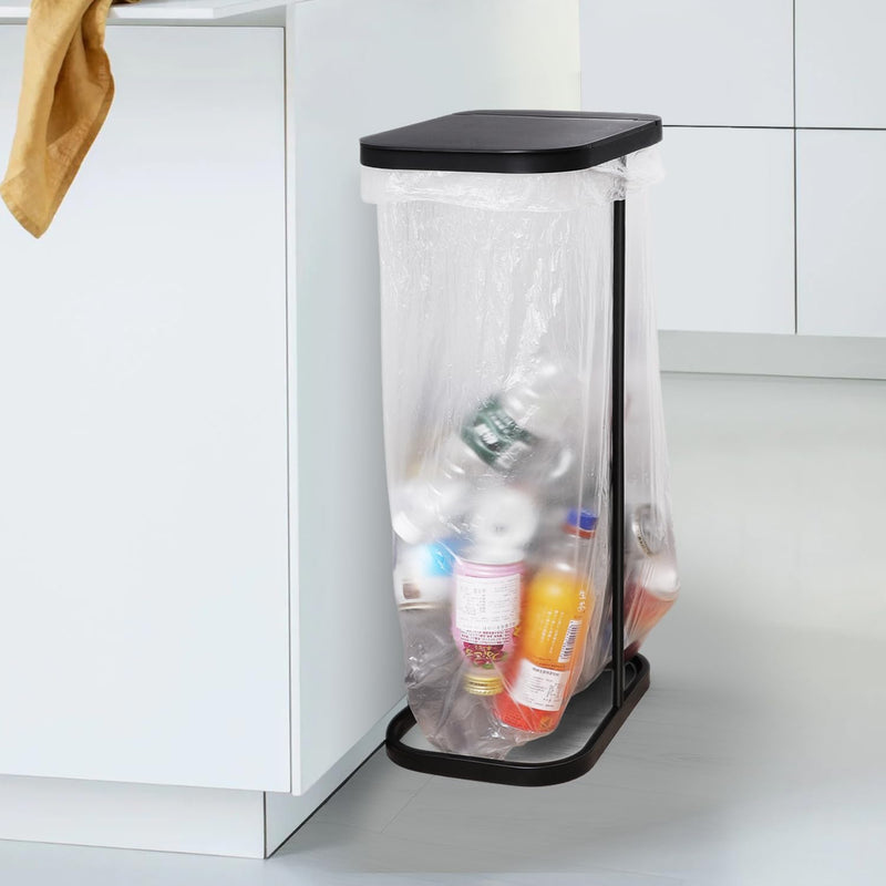 Trash Bag Holder, 13 Gallon Durable Metal Waste Bin, Portable Indoor Outdoor Tra