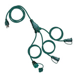 Outdoor Extension Cord 1 To 3 Splitter, Max 13Ft End To End (25Ft Total), 3 Pr