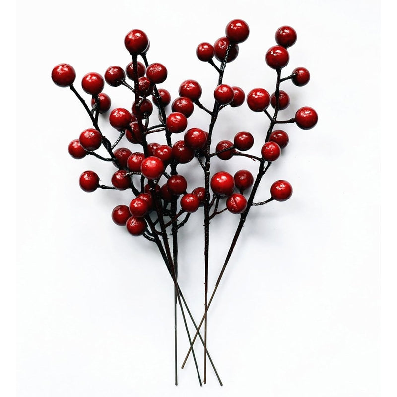10Pcs Red Winter Harvest Crabapple Christmas Garland Swag Artificial Stems Dec