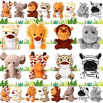 40 Pack Mini Stuffed Jungle Animals In Bulk 4.7 Inch Safari Plush Toys,Lion Tiger Elephant Giraffe Leopard Monkey Hippo Zebra Forest Plush Dolls For Animal Theme Party Favors Classroom Award