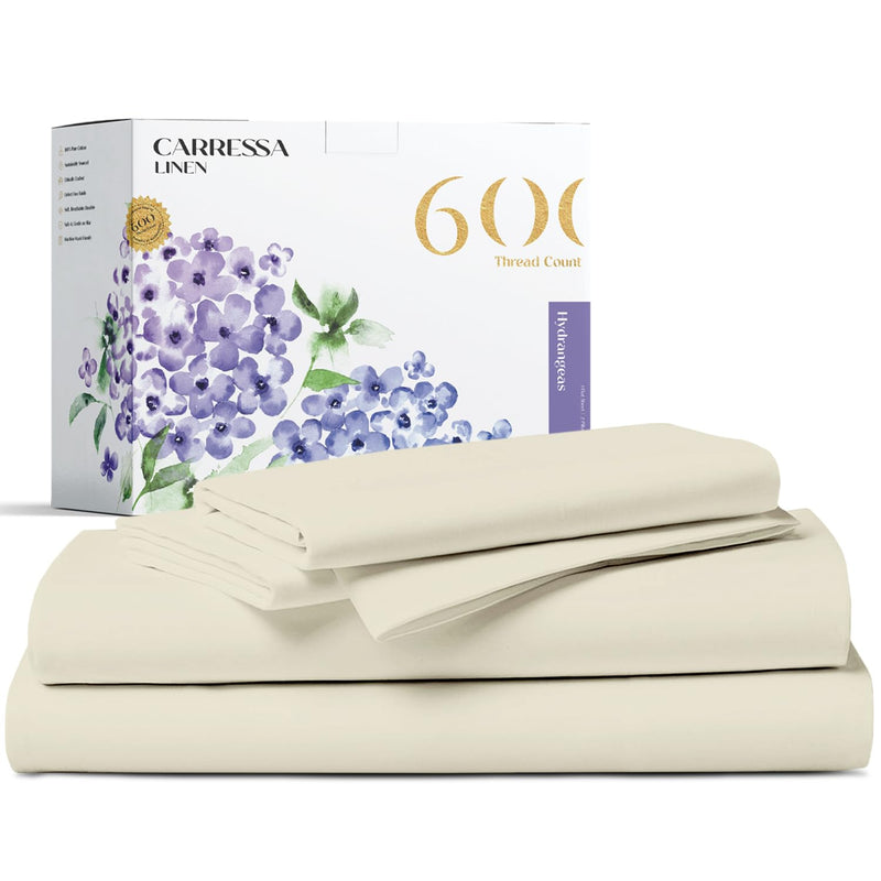 600 Thread Count Long Staple Soft Egyptian Cotton Sheet Set, 4Pc Set, King She