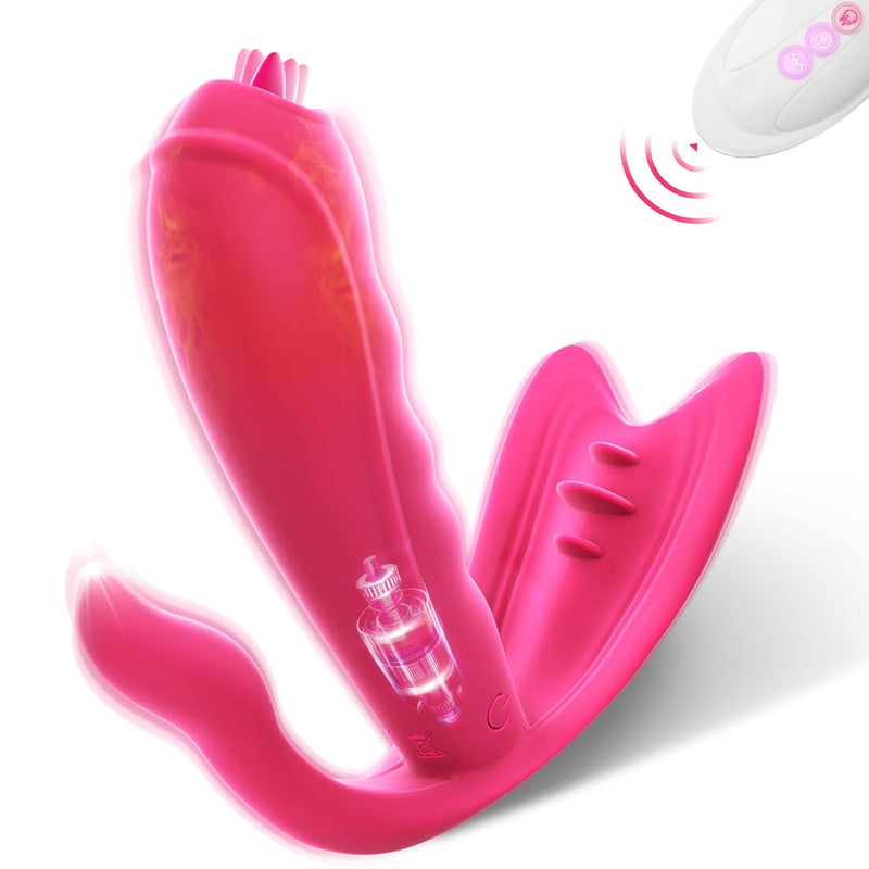 Remote Control Vibrator Wearable Dildo - 5 In 1 Panty Vibrater Adult Sex Toys Vibrator With Remote Wearable Vibrator Sex Toy G Spot Vibrators With 7 Licking & 7 Vibrating & Heating Sex Machine