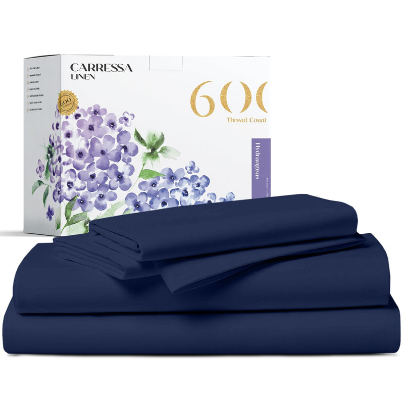 600 Thread Count Long Staple Soft Egyptian Cotton Sheet Set, 4Pc Set, Californ
