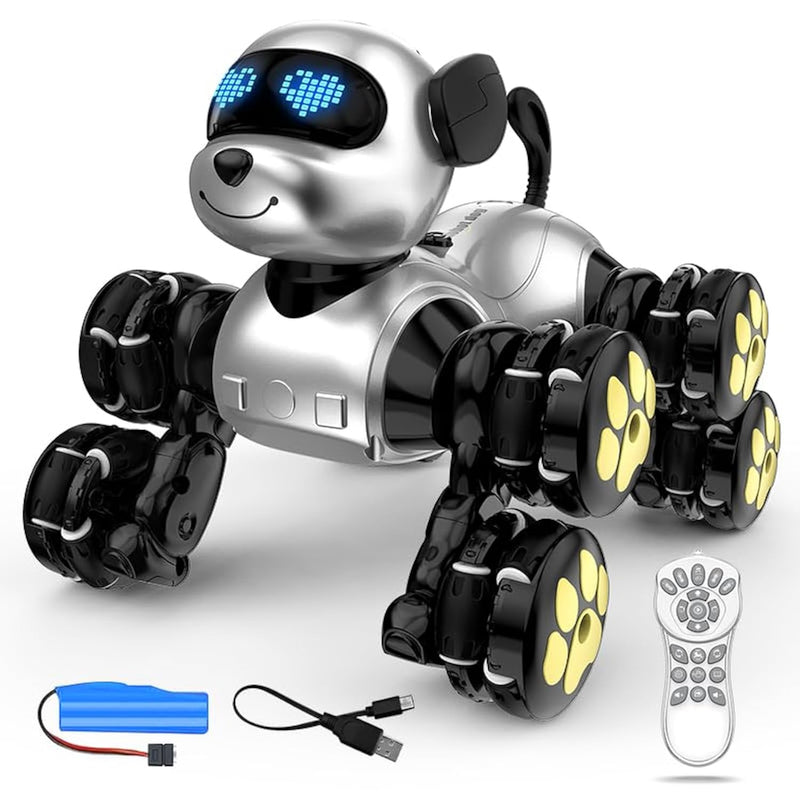 8Wd Stunt Rc Car Robot Dog Toys, 2.4Ghz Remote Control Car Dog Toys With Led Eyes, Smart Interactive Programmable Robot Gift For Kids Age 3 4 5 6 7 8 Year Old