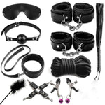 Body Sm Restraints Sex Toys 10 Pcs Bondage Restraints Kits Fetish Bed Restraints Set For Beginners Sm Adult Games Cuffs Gag Blindfold Spanking Paddle Black