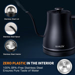 Electric Gooseneck Kettle Ultra Fast Boiling Hot Water Kettle 100% Stainless Steel for Pour-over Coffee & Tea, Leak-Proof Design, Auto Shutoff Anti-dry Protection, 1200W-0.8L, Matte Black