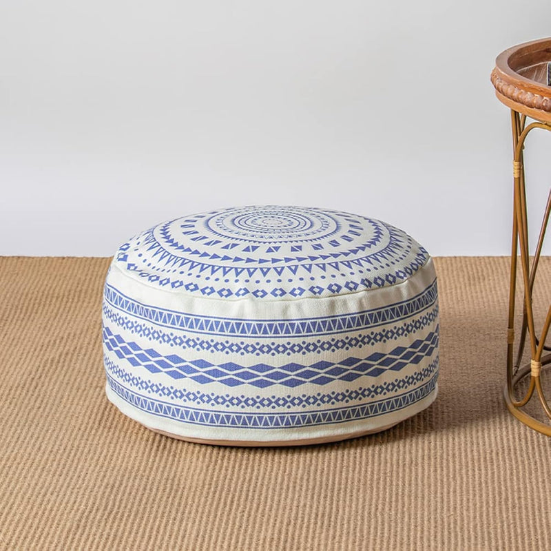 Unstuffed Round Pouf Covers Boho Colorful Geometric Ottoman Pouf Cover With Ha
