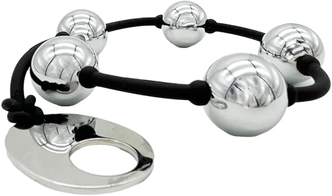 Weight Anal Beads Metal 5 Balls Anal Beeds With Pull Ring Butt Beads Silicone Rope Anal Snake Vaginal Large Balls Sexual Pleasure Trainer Dilator Sex Things For Couples Kinky Sm Sex Toys Women Men