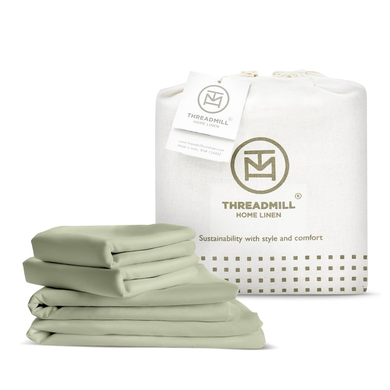 100% Organic Cotton Sheets - Queen, 4 Piece, Sage Green - Certified By Gots -