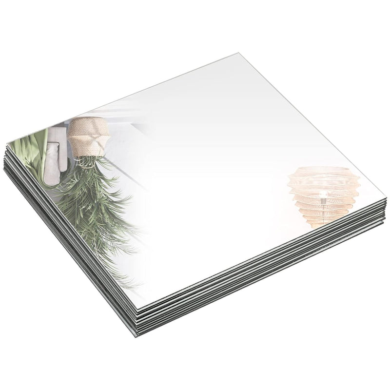 Set Of 12 Square Mirror Candle Plate Set - 10 Inch X 10 Inch Frameless Mirrors
