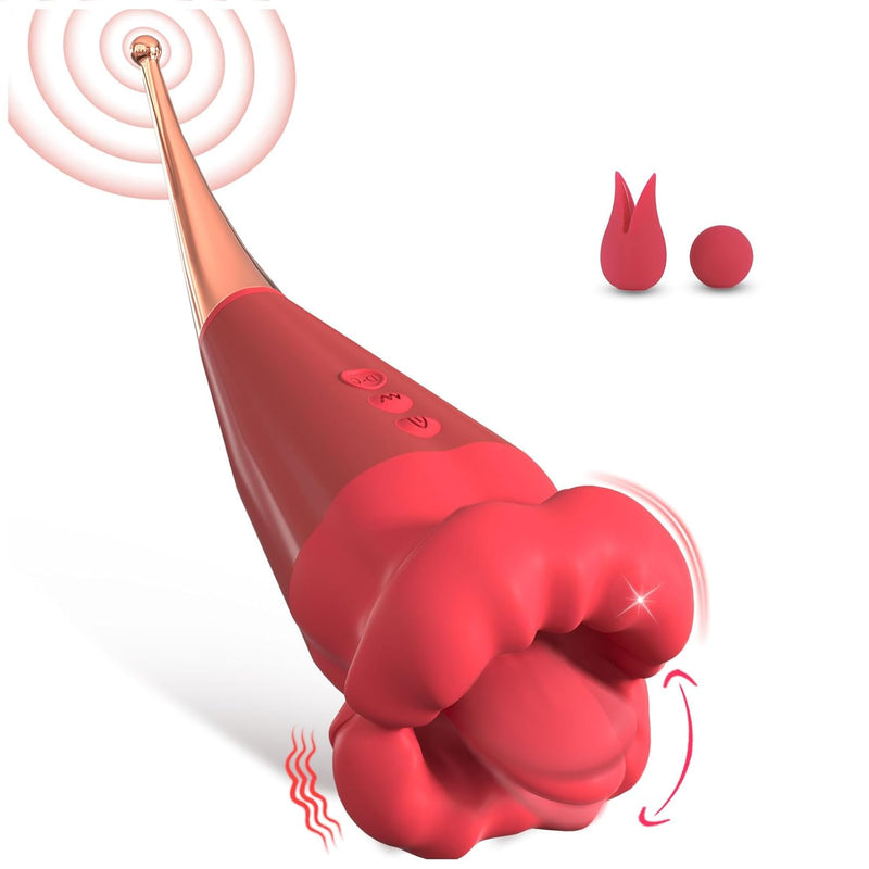 Female Adult Sex Toys - 2 In 1 Big Mouth Tongue Licking Clitoris Vibrator With High Frequency Strong Clitoral G Spot Stimulator, Rose Women Couples Nipple Sex Toy, Vibrator Wand 10 Modes