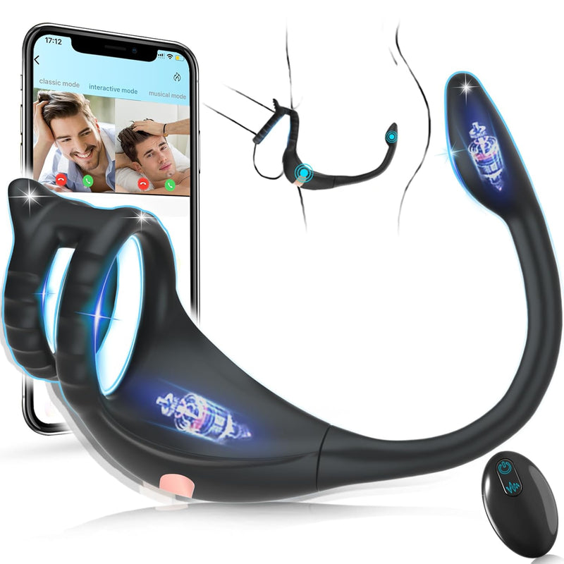 App Controlled Vibrating Cock Ring With Mini Bullet - Remote Control Prostate Sex Toy And Anal Plug For Men