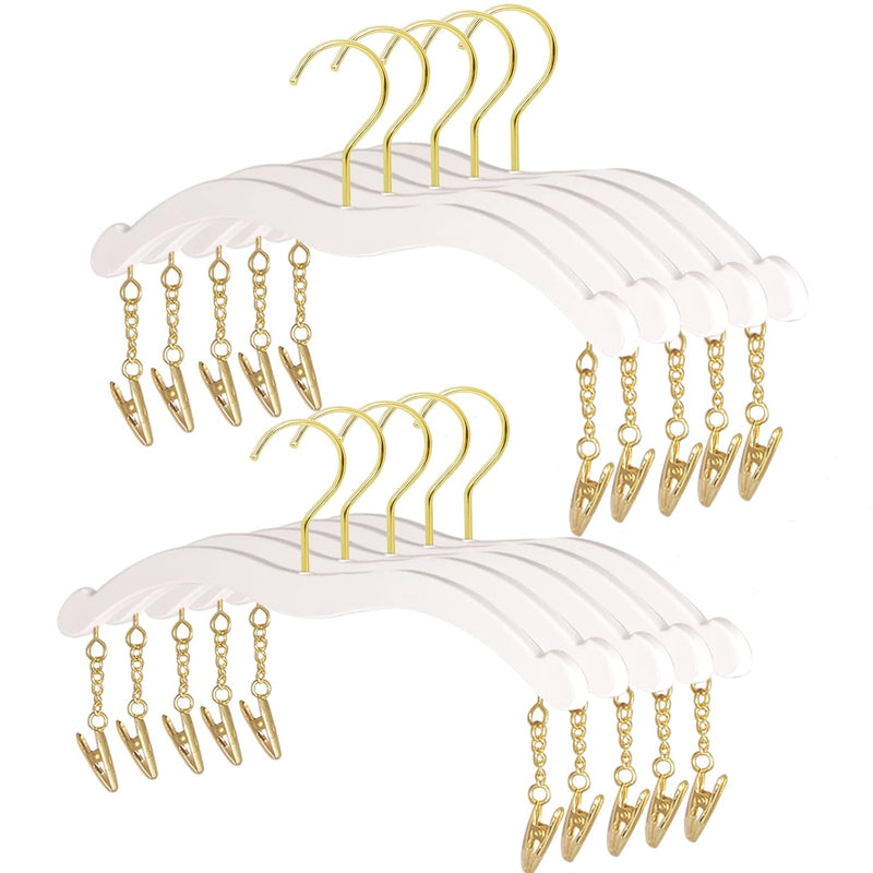 Besser 10Pack Lingerie Hangers With Gold Metal Clips,Imitation Wood Grain Bikini