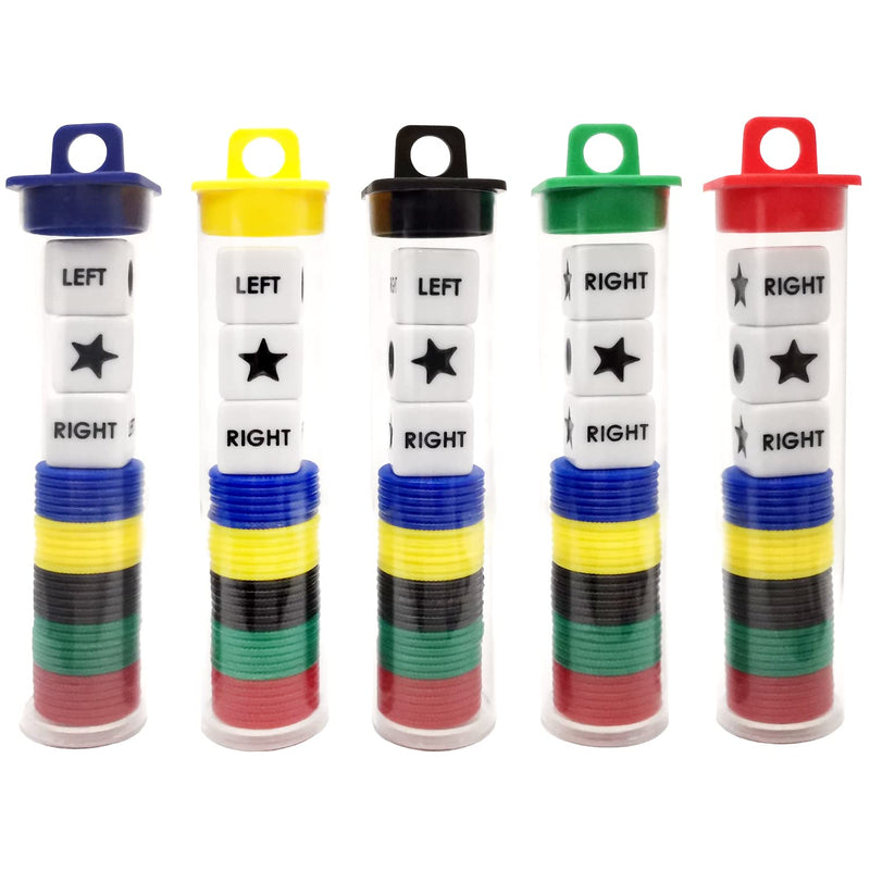 Left Right Center Dice Game Prime Set Bundle With 3 Dices + 30 Chips (5 Pac