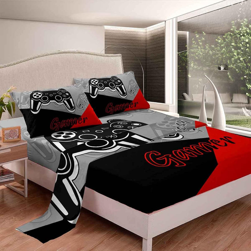 Kids Gamer Bed Sheets Set Boys And Girls Gaming Bedding Set Video Game Control