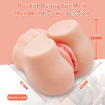 Dual Tunnel Male Masturbator with Textured TPR Sleeve, Compact Pocket Design