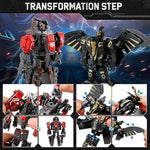 Transforming Robot Dinosaur - 4-In-1 Stem Toy, 11 Shapes Transforming Toys For Kids, Ages 5-10, Black