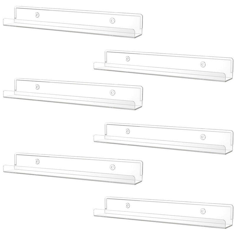 Floating Shelves For Vinyl Record, 6 Pack 12" Clear Acrylic Wall Shelf Room De