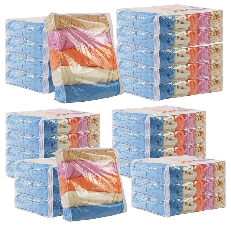 25Pcs Clear Vinyl Zippered Storage Bags,Blankets Storage Bags Plastic Storage Ba