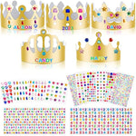 47 Pcs Golden Birthday Crown Craft Kit with DIY Stickers for Kids