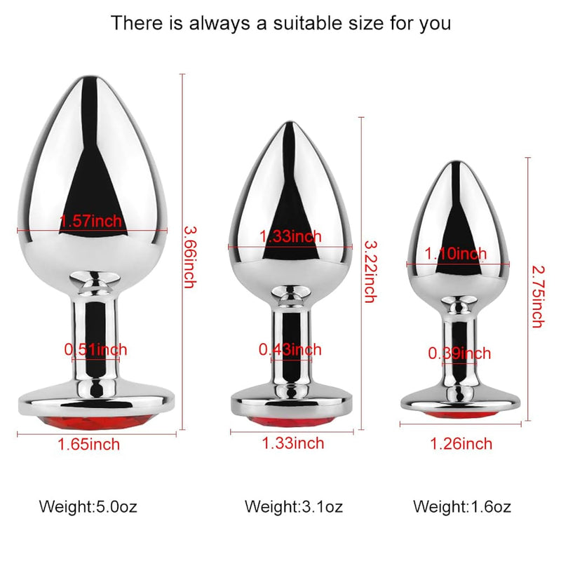 Anal Butt Plug 3Pcs Trainer Kit Metal Butt Plug Anal Trainer Toys Fetish Kinky Sex Love Games For Starter Beginner Men Women Couples (Green)