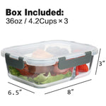 [5-Pack,36 Oz]Glass Meal Prep Containers 2 Compartments Portion Control With Upgraded Snap Locking Lids Glass Food Storage Containers, Microwave, Oven, Freezer And Dishwasher (4.5 Cups)