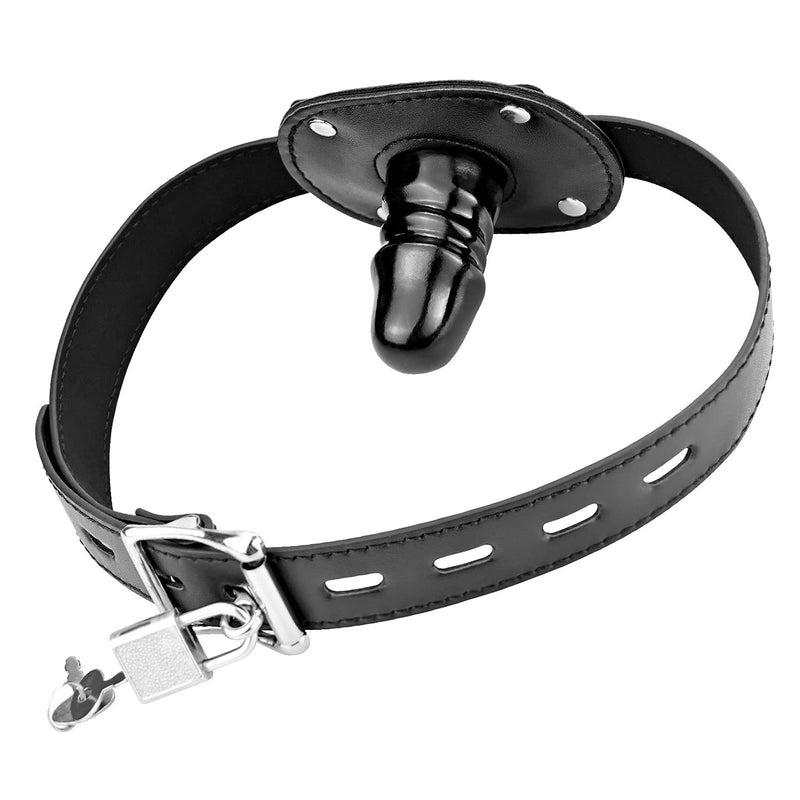 Fantasy Gags Muzzles Fetish Black Silicon Dildo Mouth Gag With Adjustable Leather Straps For Couples