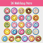 52 Pcs Donut Matching Game, 26 Designs Dessert Cards Engaging Food Memory Game, Educational Learning Toys For Preschool 4 5 6 Years Old