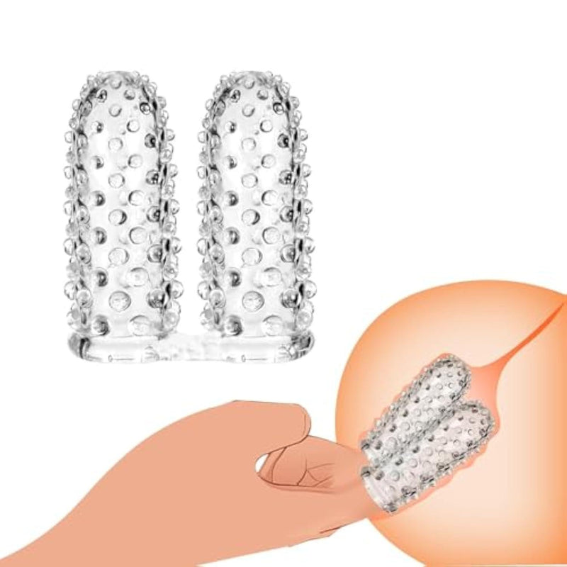 Finger Vibrator Accessories Adult Sex Toys for Couples, 2pcs Finger Sleeve Vagina Clitoral Nipple G-spot Stimulator, Silcone Sleeves Sex Things for Couples Kink, Anal Sex Toys for Women Men Couples