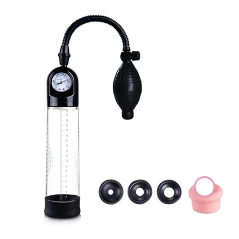 Penis Enlargement Pump Male Manual Vacuum with 3 Cuff Clear Cock Pumps Erection Device Adult Sex Toys for Men Penis Extender Training (2-Generation)