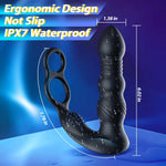 Thrusting Anal Vibrator Prostate Massager with 2 Vibrating Cock Ring, Anal Plug with 10 Thrusting & Vibrating Modes, Dildo Butt Plug Male Sex Toys for Men Gay Couple Pleasure