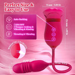 5-in-1 Rose Vibrator with Suction, Licking, Thrusting & 10 Vibration Modes