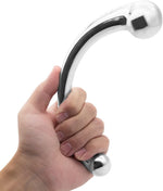 G-Spot Stimulating Dual-Ended Metal Wand, Curved Fetish Plug for Couples