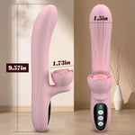 4-in-1 Rose Rabbit Vibrator – Thrusting, Licking & Heating Dildo with LCD Display