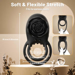Vibrating Cock Ring with Rose Clitoral Vibrator, 8 Vibes Remote Control Couples Toy